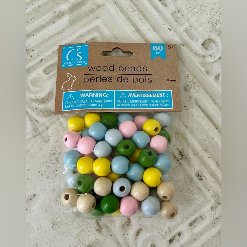 Easter Pastel Wood Beads 15mm
